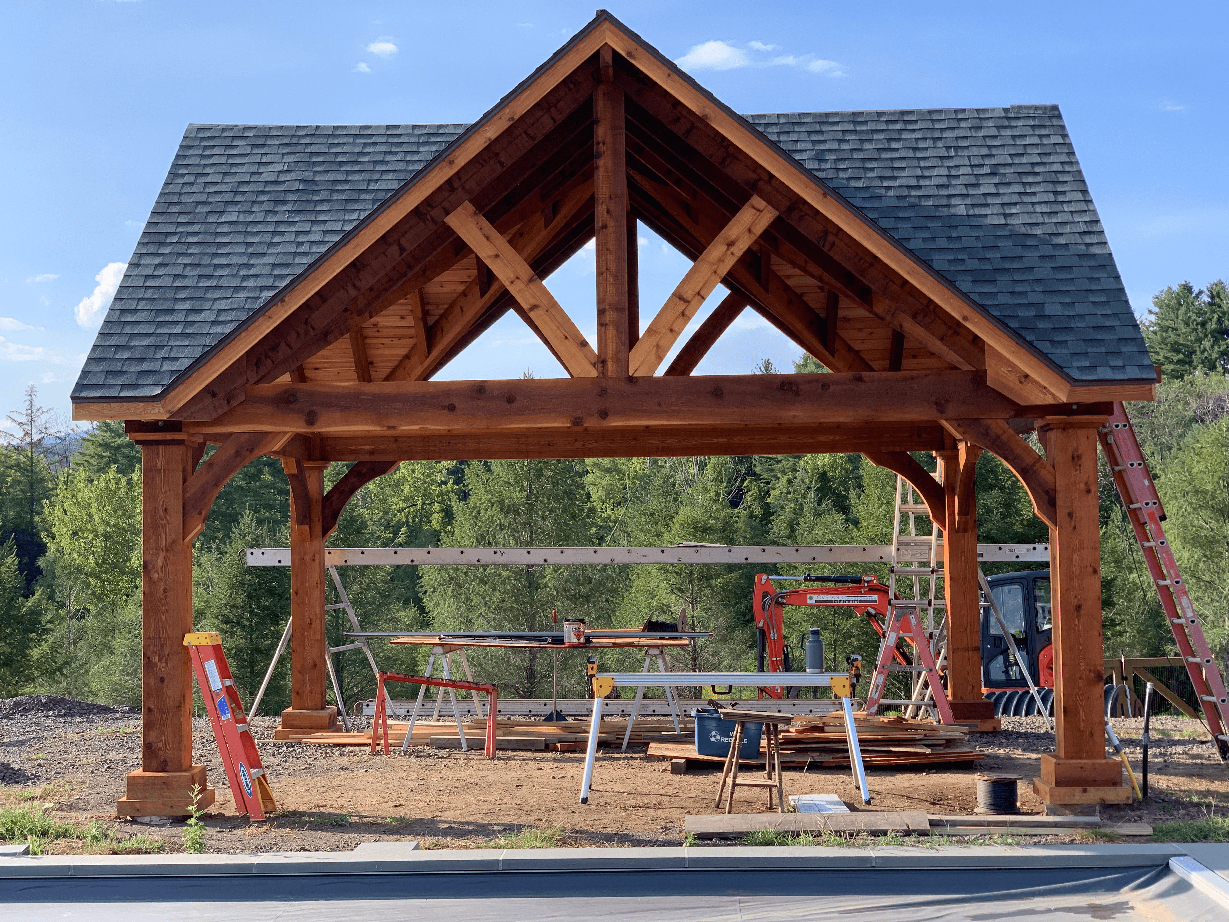 Outdoor post and beam construction